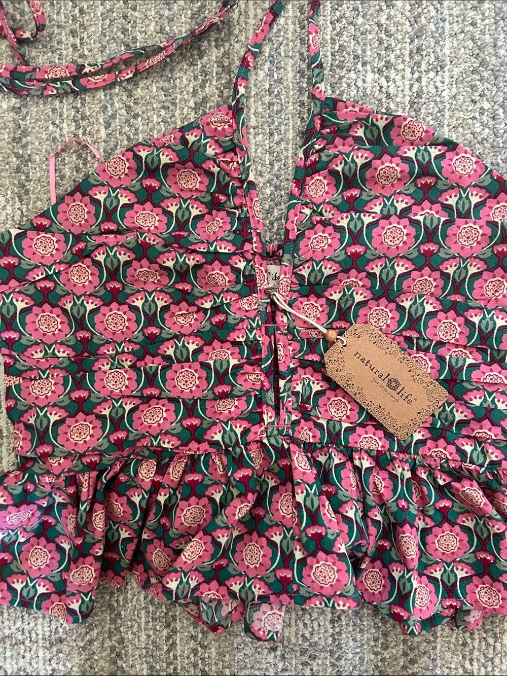 NATURAL LIFE Pink & Green Floral Ruffle Tank - Picture 2 of 5
